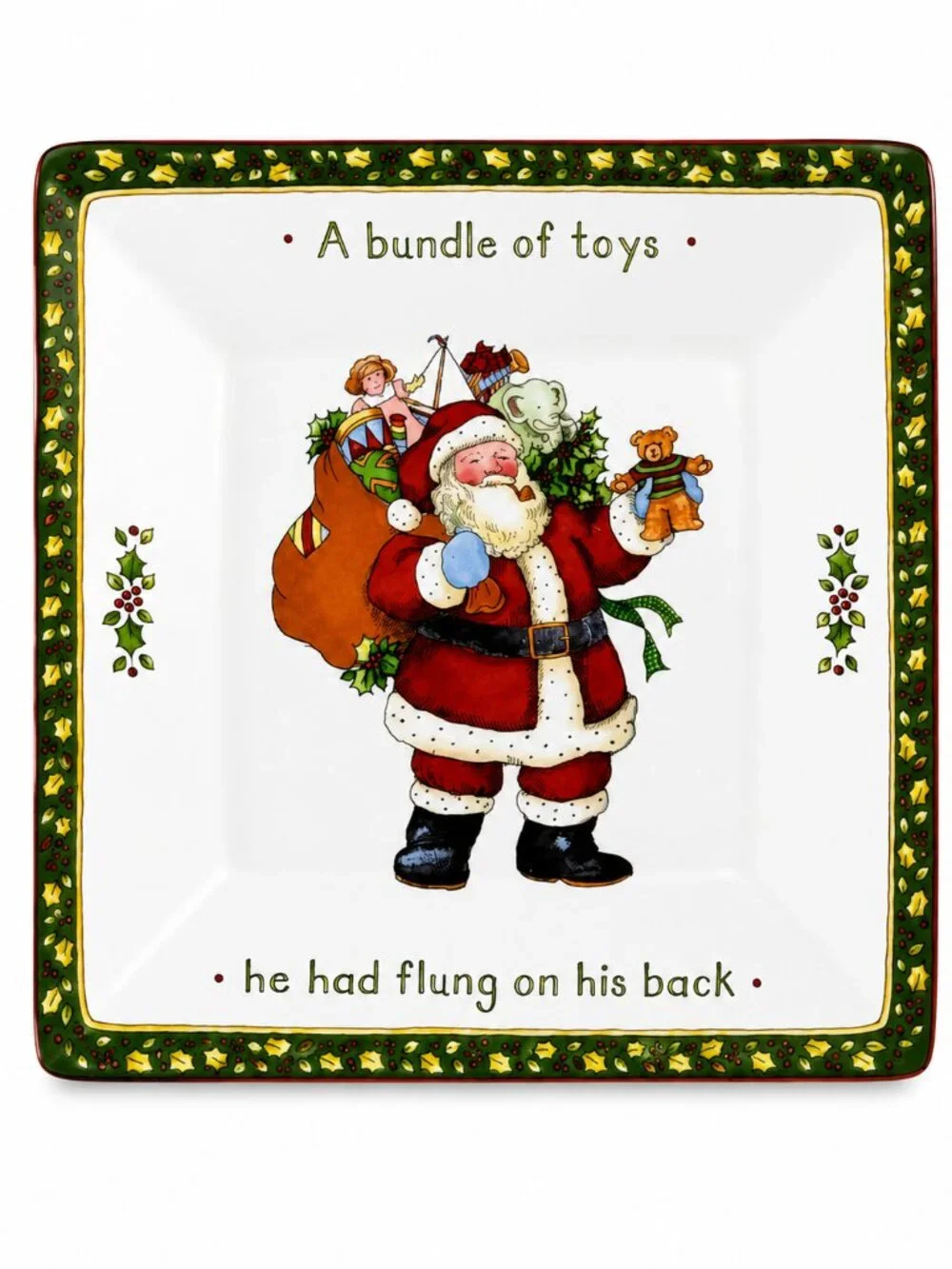 Vintage Christmas Santa Story Plates Set of 4 Square Holiday Decor